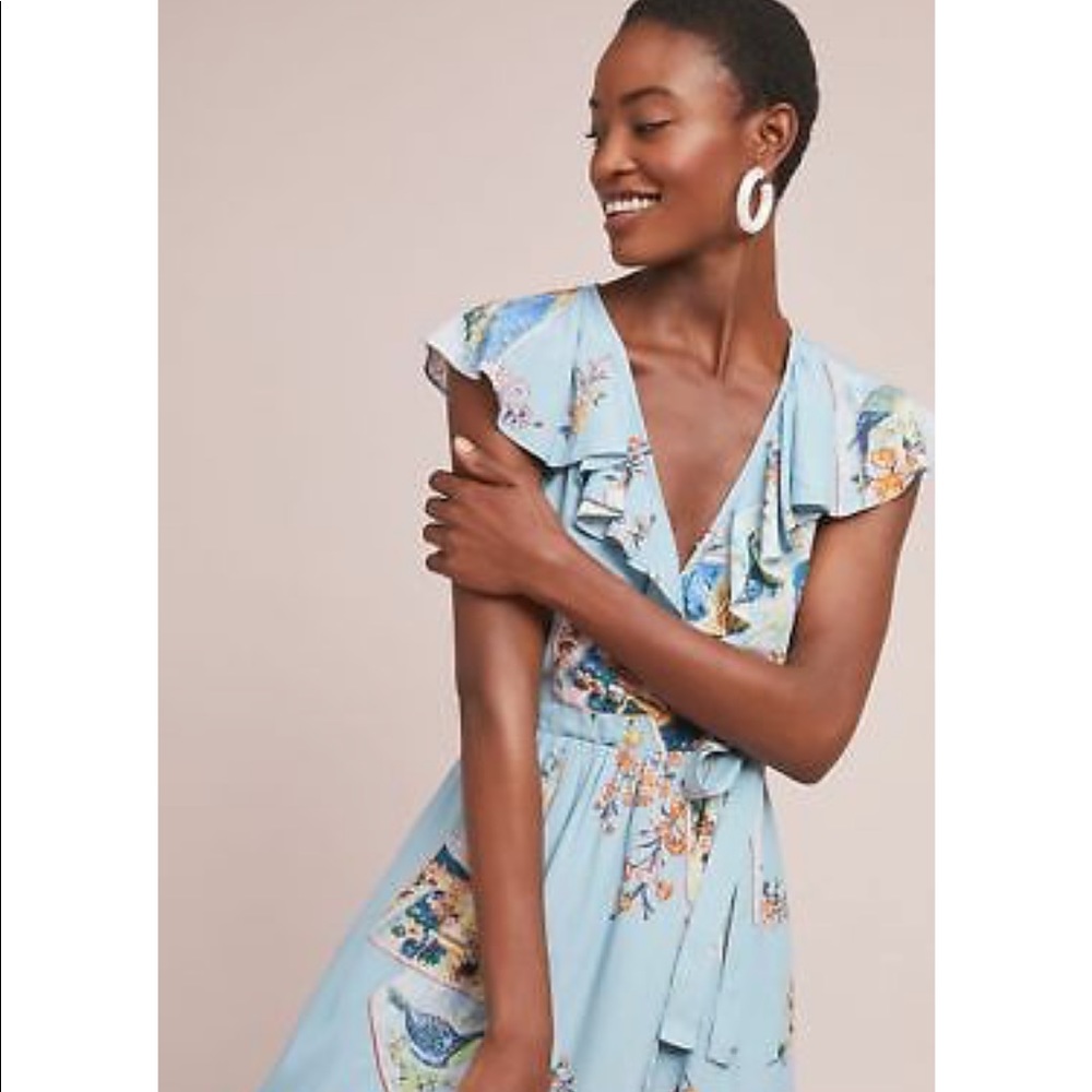 Anthropologie MAEVE Rosalia Wrap Dress NEW 14 Blue - Picture 3 of 6